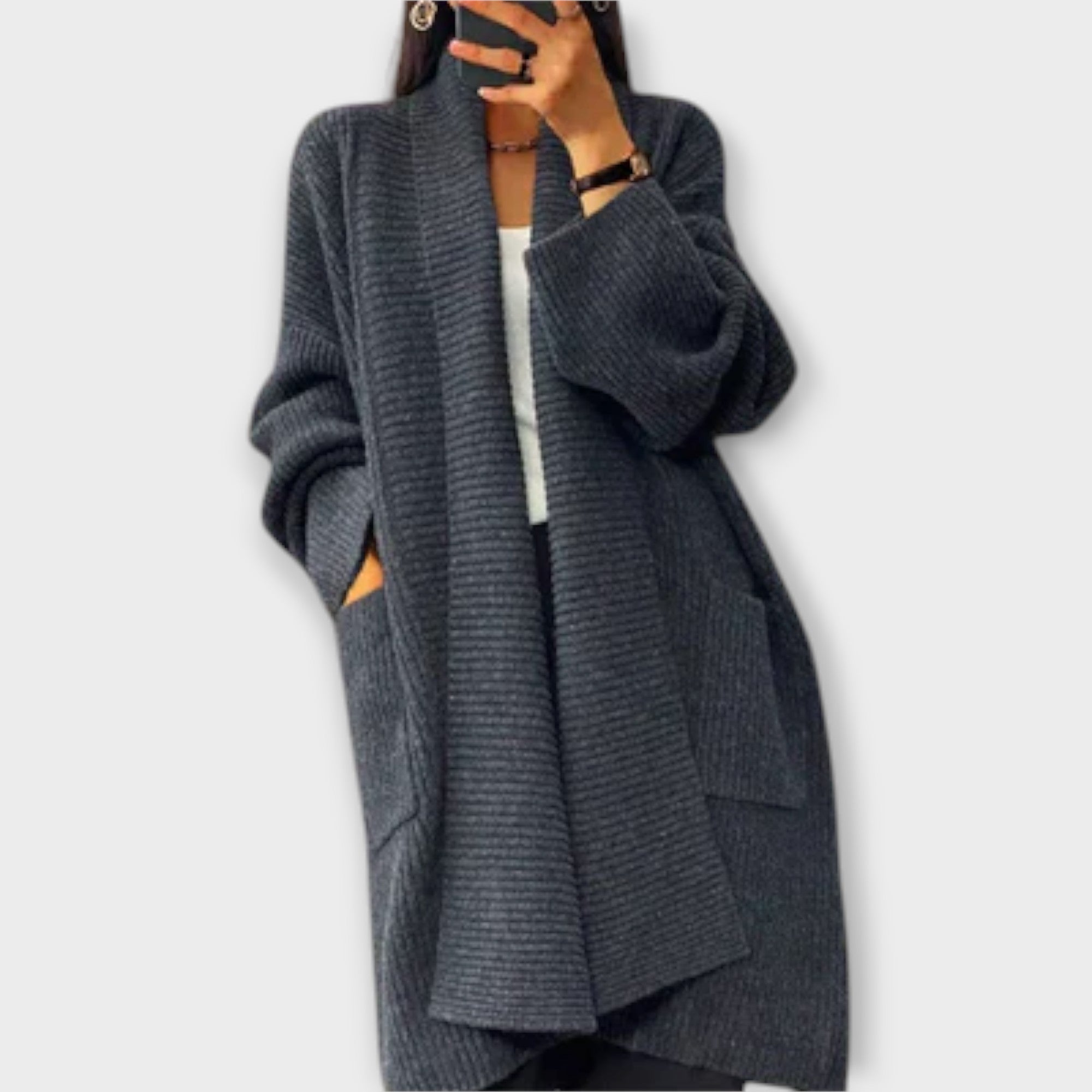 Euphemia – Lång stickad cardigan