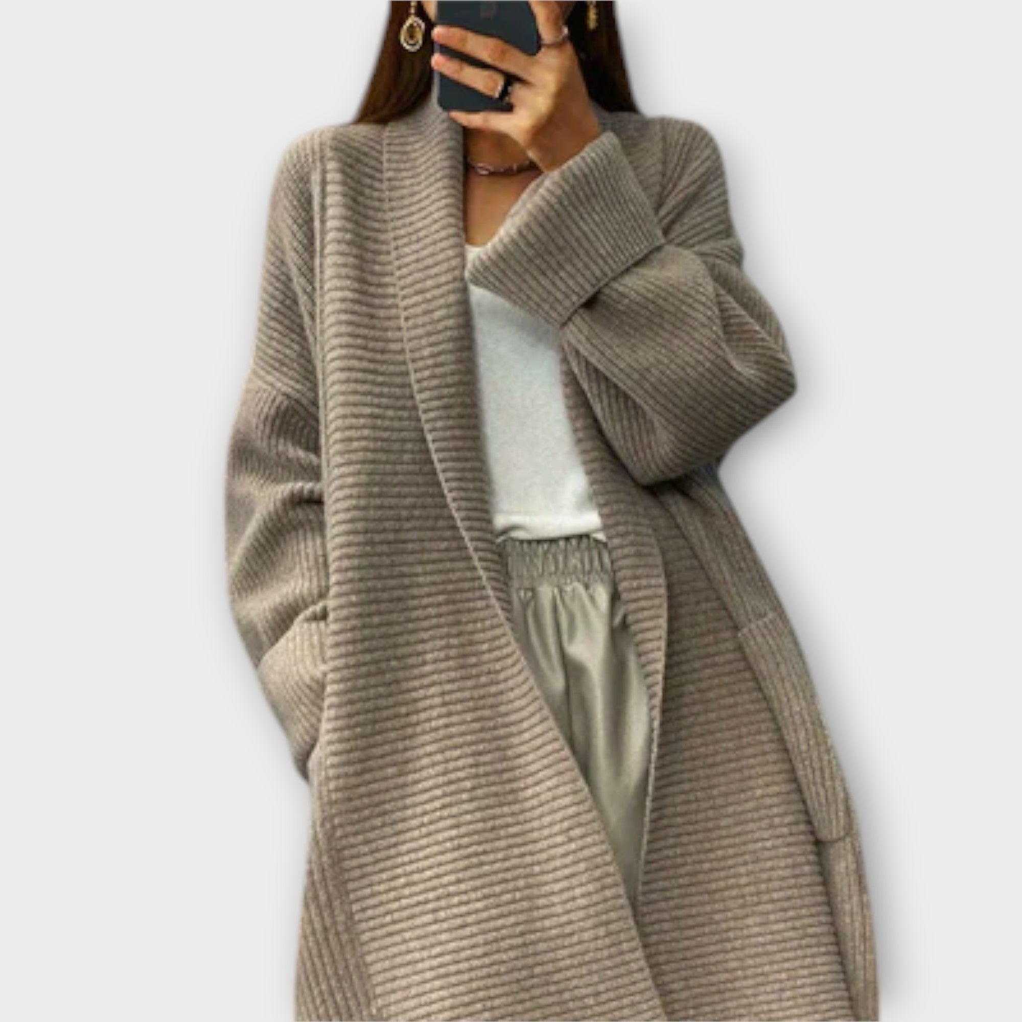 Euphemia – Lång stickad cardigan