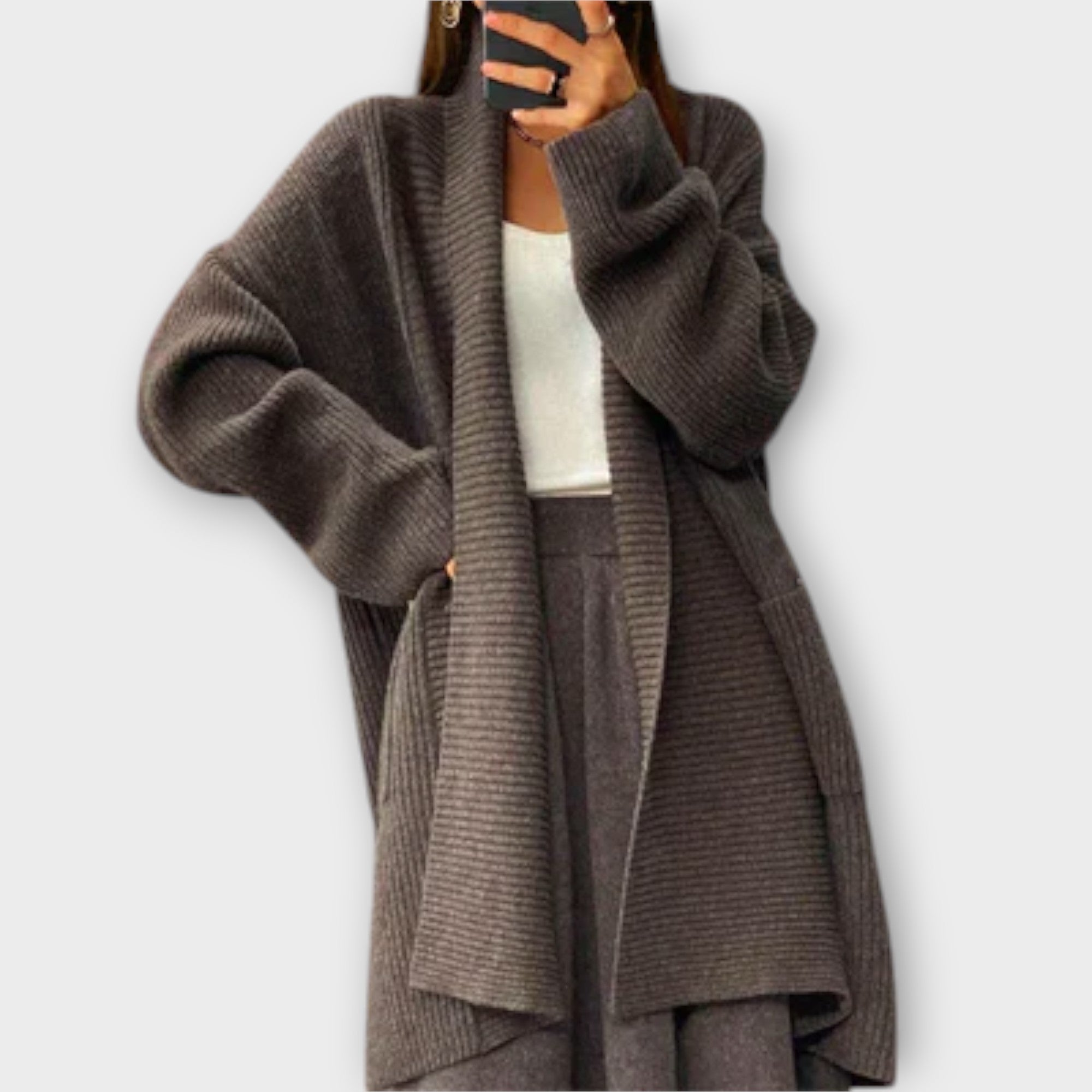 Euphemia – Lång stickad cardigan
