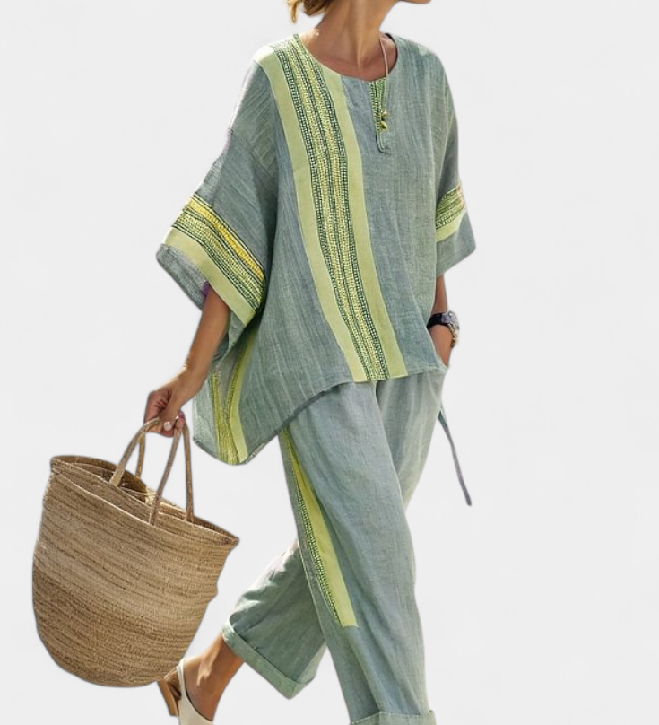 Terese – Oversize randig topp med vida byxor