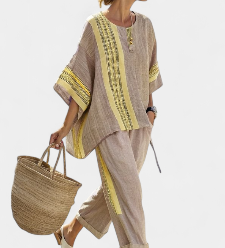 Terese – Oversize randig topp med vida byxor