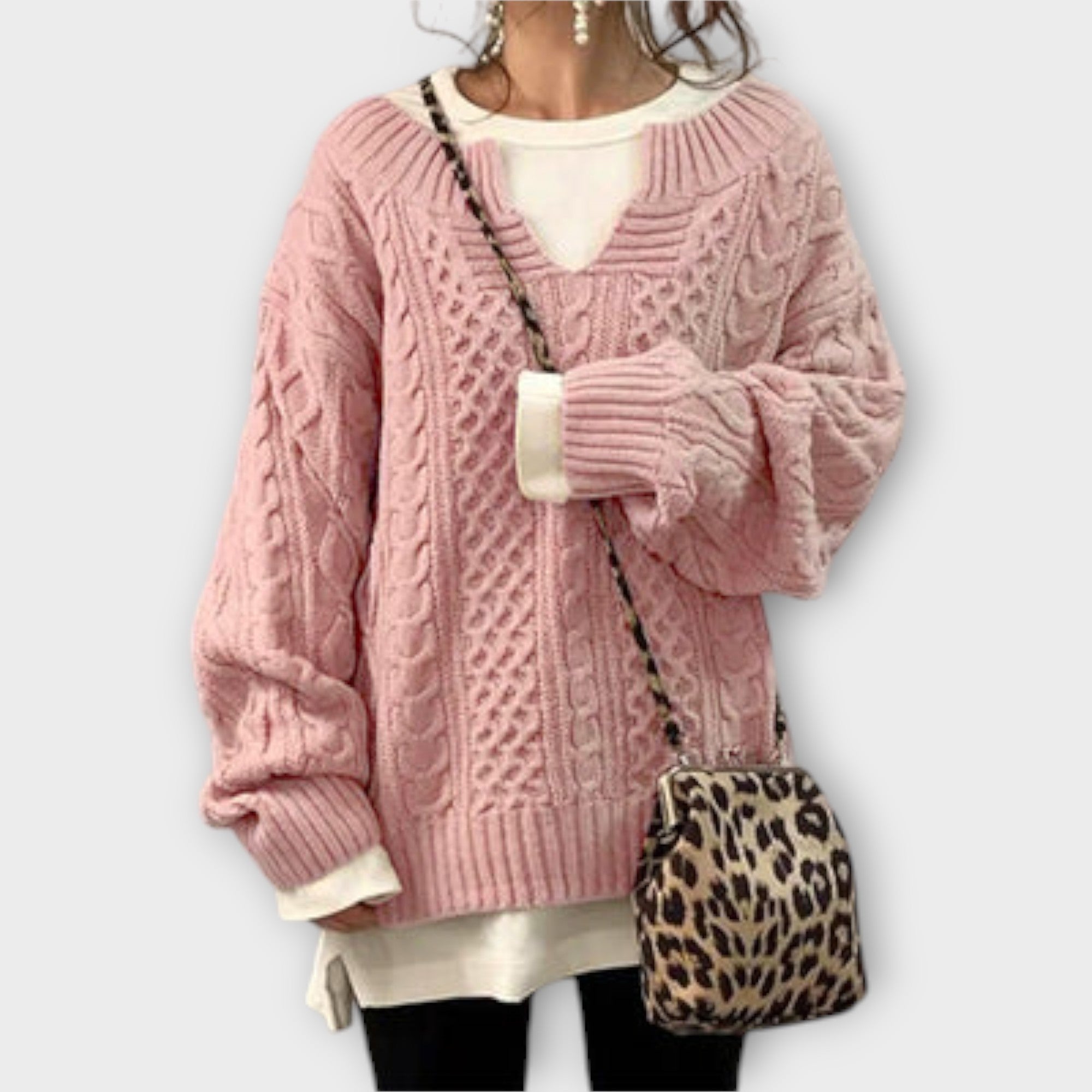 Lili – Oversize flätstickad ylletröja