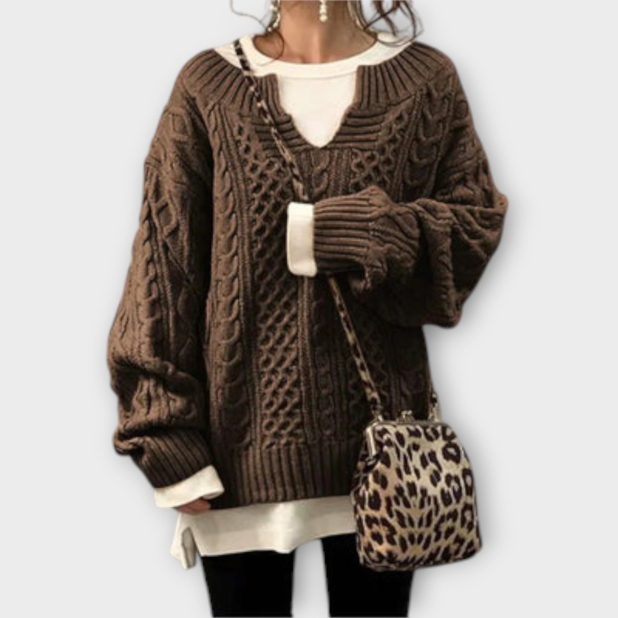 Lili – Oversize flätstickad ylletröja