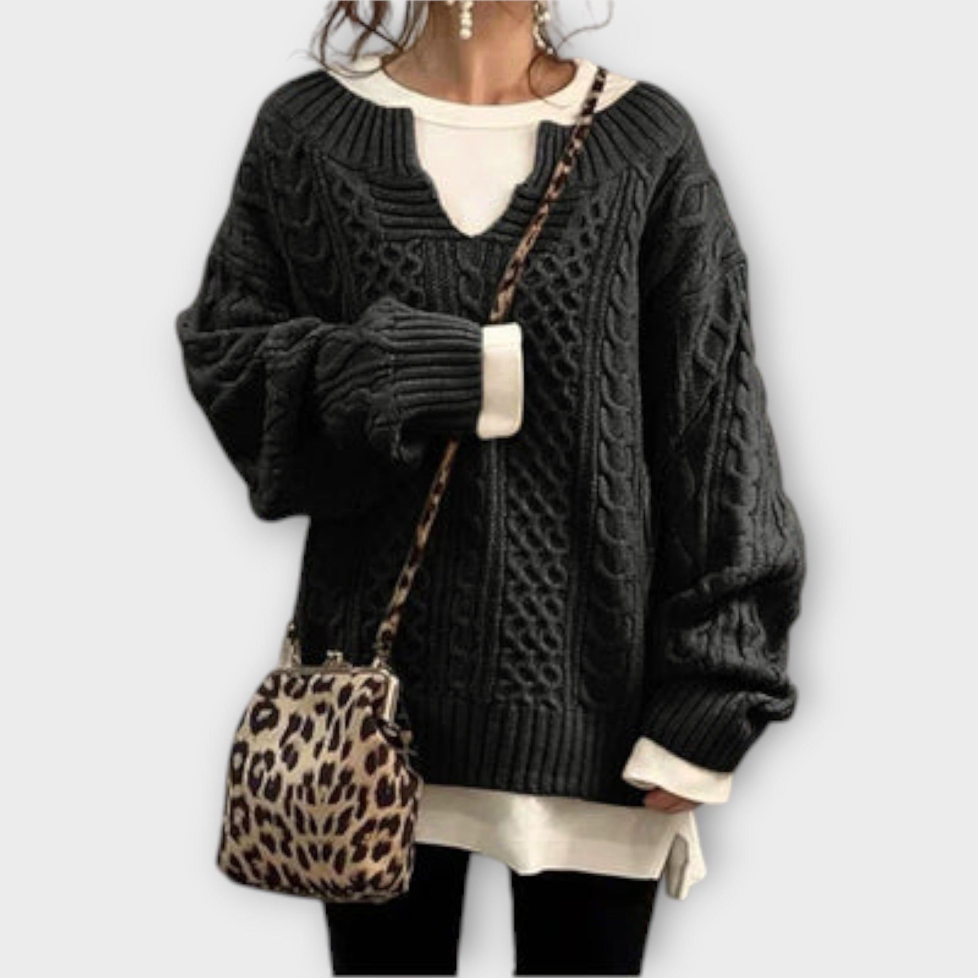 Lili – Oversize flätstickad ylletröja