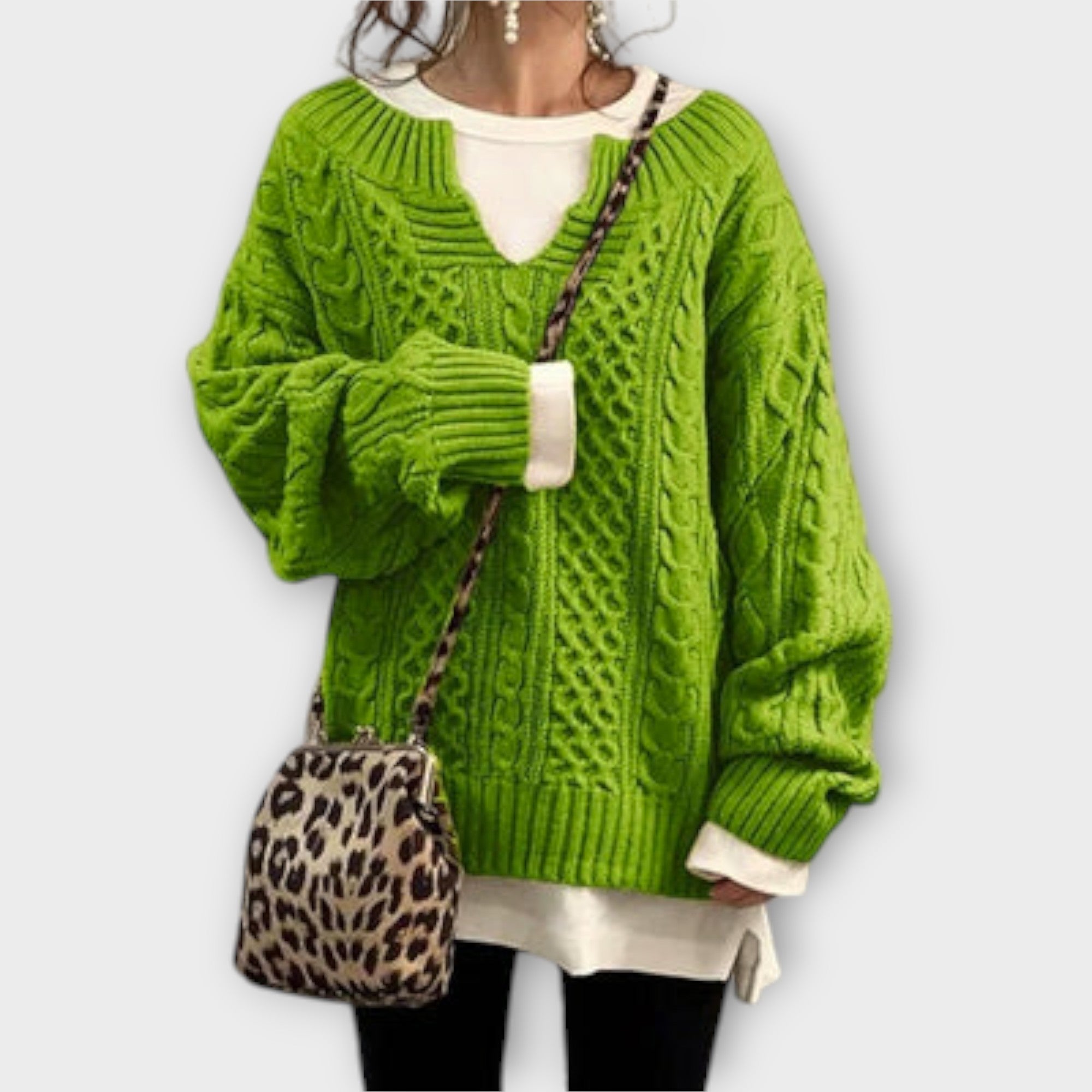 Lili – Oversize flätstickad ylletröja