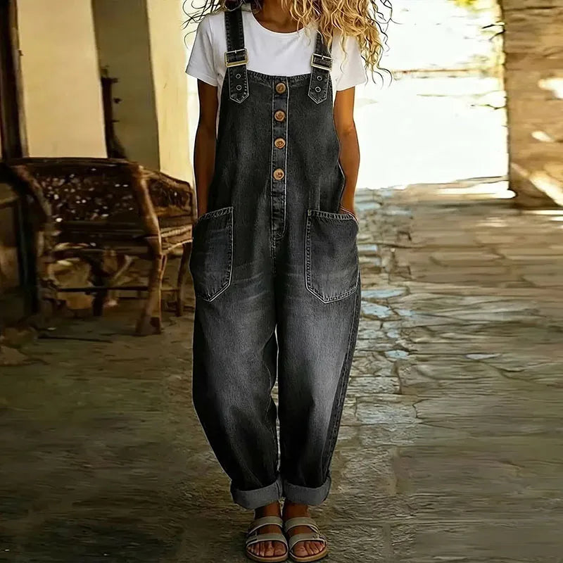 Mimmi – Vintageoverall i mjuk bomull med jeansmönster