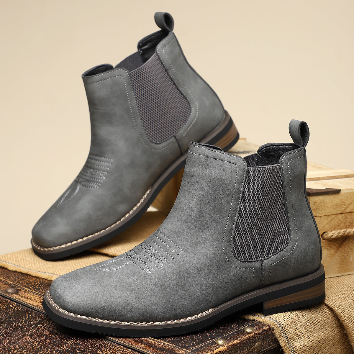 Stiliga läderboots för herr