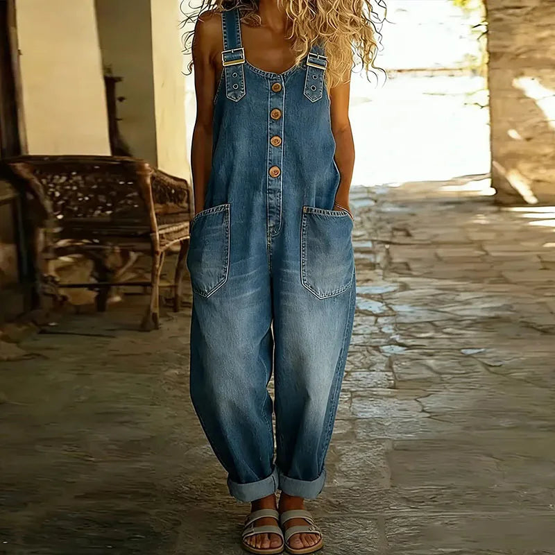Mimmi – Vintageoverall i mjuk bomull med jeansmönster