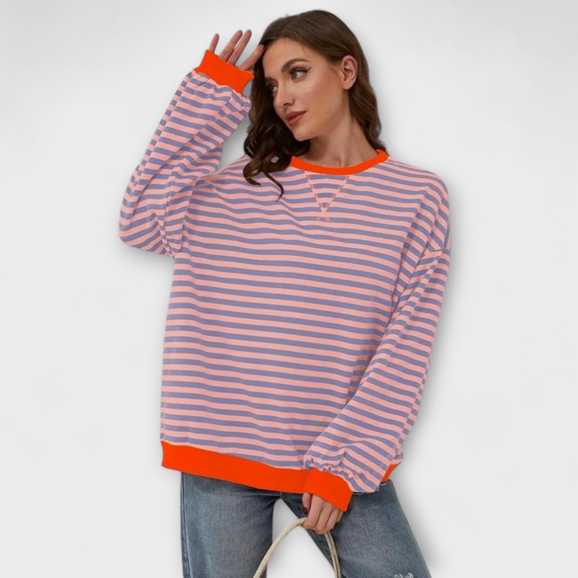 Mary – Randig oversize stickad kofta