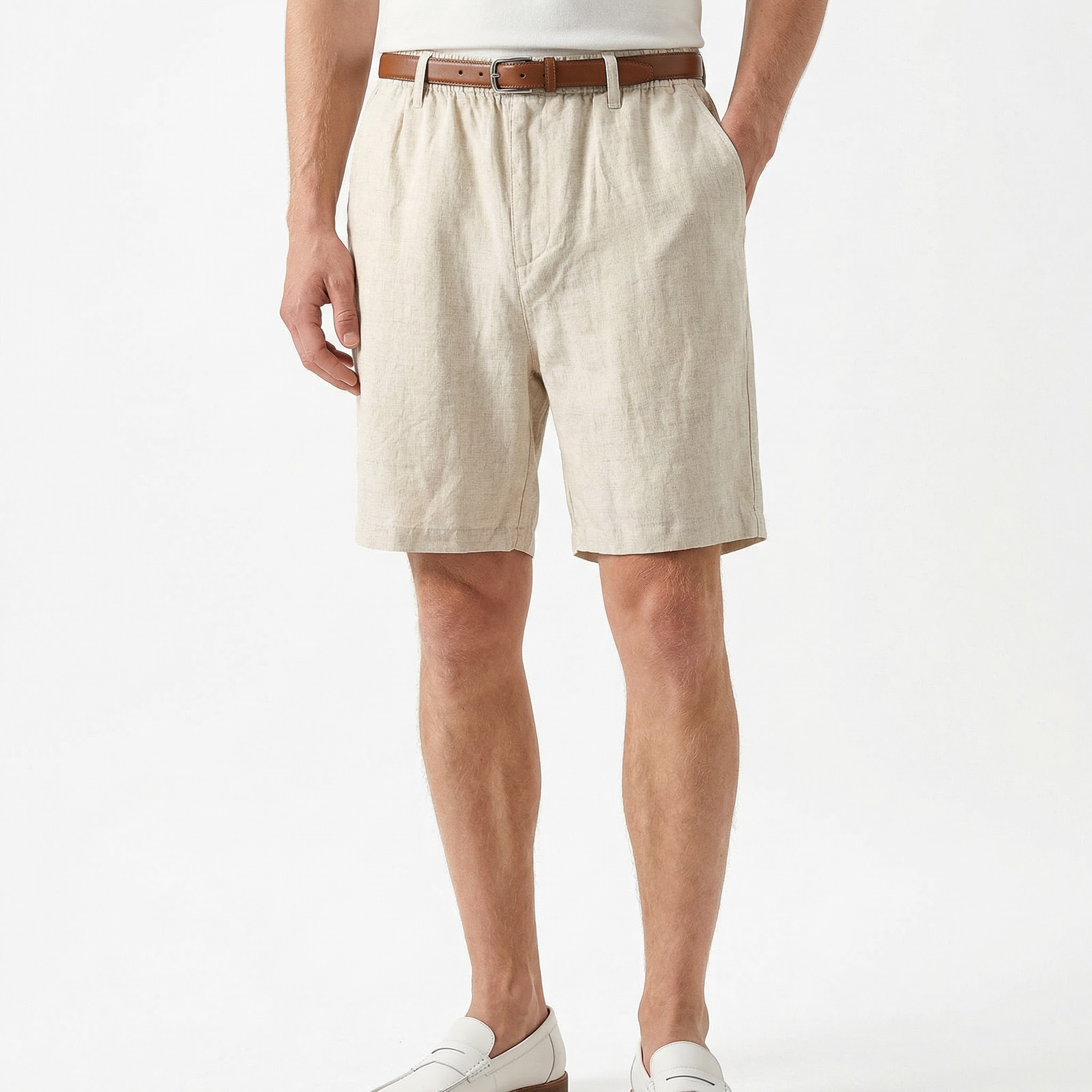 Högkvalitativa linneshorts