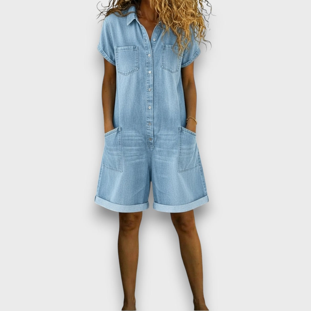 Tindra – Vintageoverall i bomull med jeansmönster