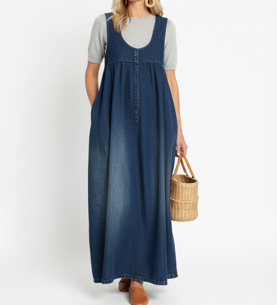 Ronja – Vintage maxiklänning i jeanstyg